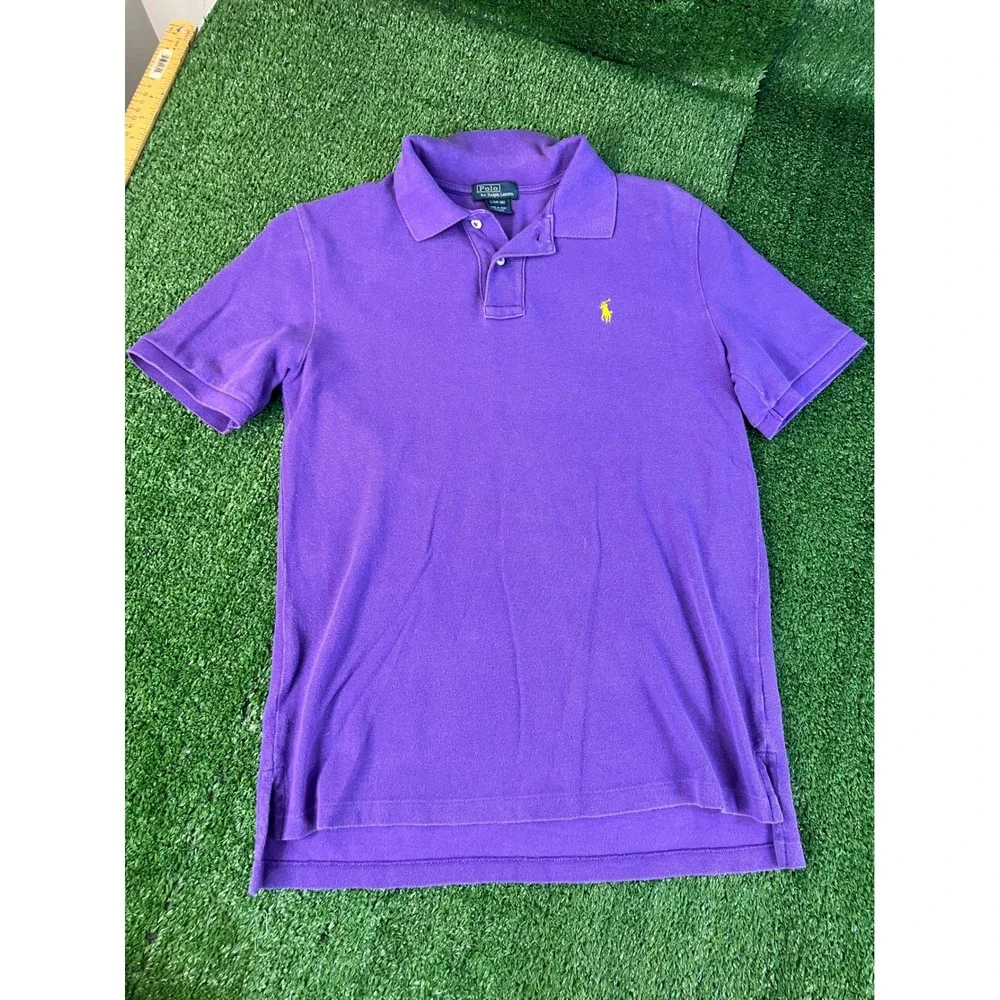 Lot of 3 Polo Ralph Lauren Kids Large 14-16 Shirts Purple Yellow Green Tee Polo